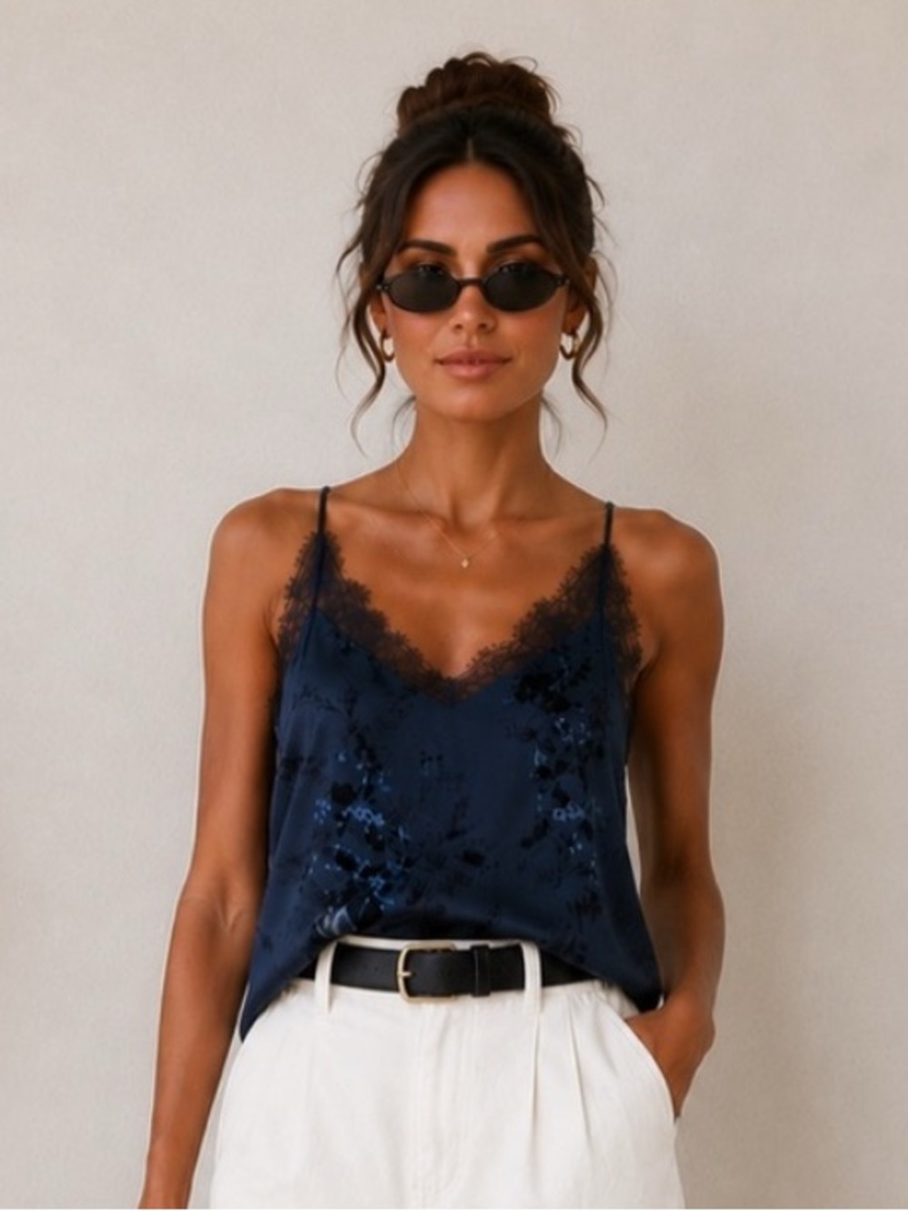 Berenice navy lace cami size S. Like new
